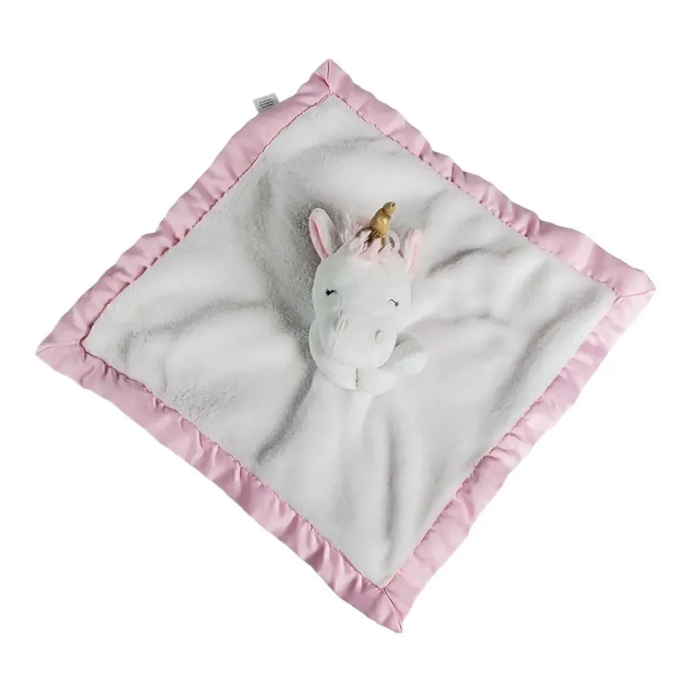 Carters Baby Security Blanket Lovey Soother Plush Toy Pink Unicorn Satin Soft
